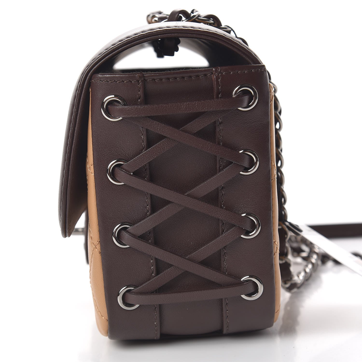 Chanel Calfskin Quilted Medium Coco Corset Flap Brown Beige 11 of 13