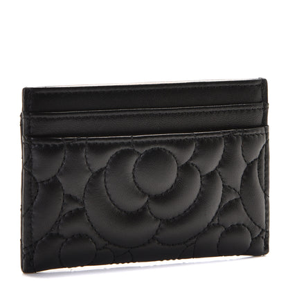 Chanel Lambskin Camellia Embossed Card Holder Black 3 of 8