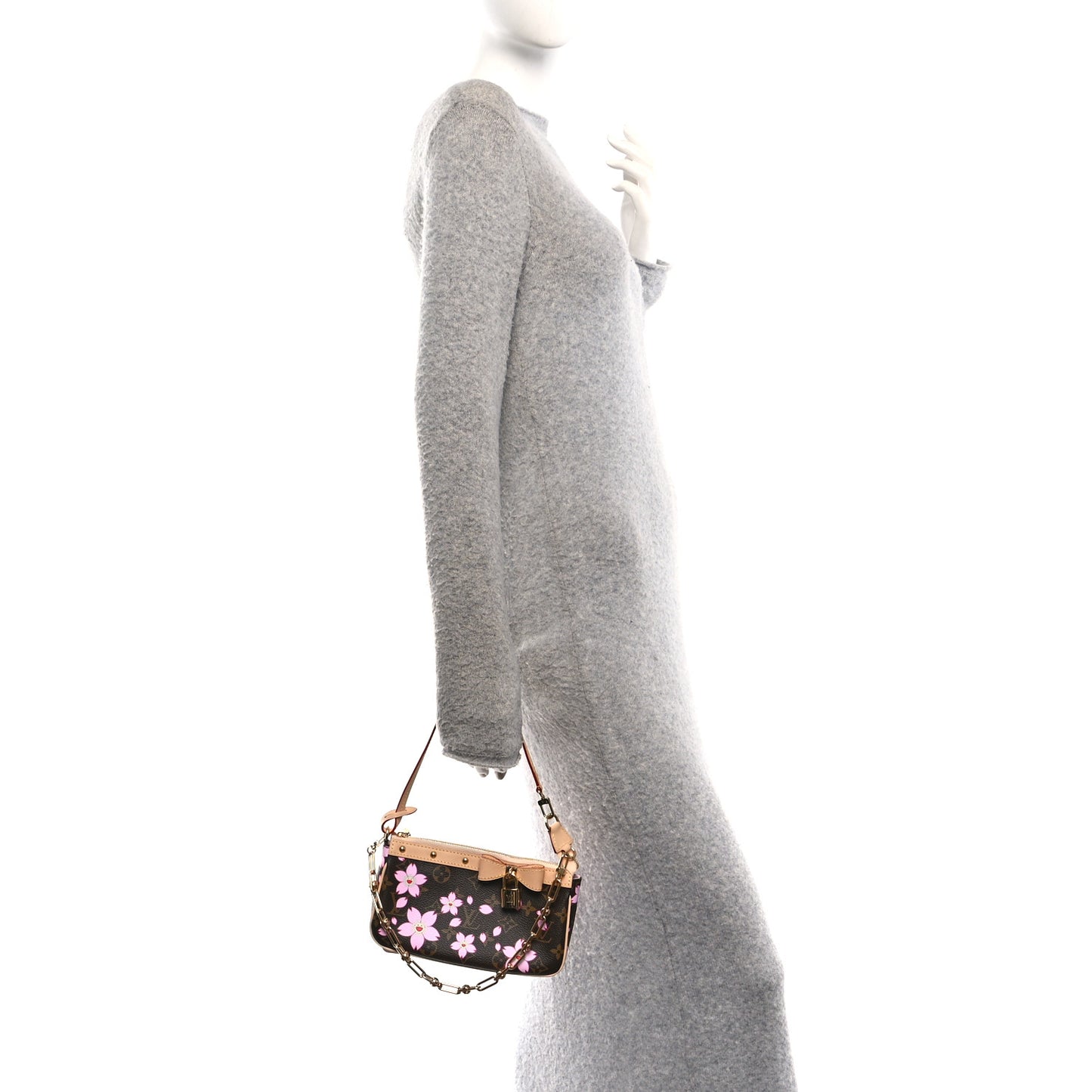 LV X TM Monogram Cherry Blossom Pochette Accessories Sakura Brown