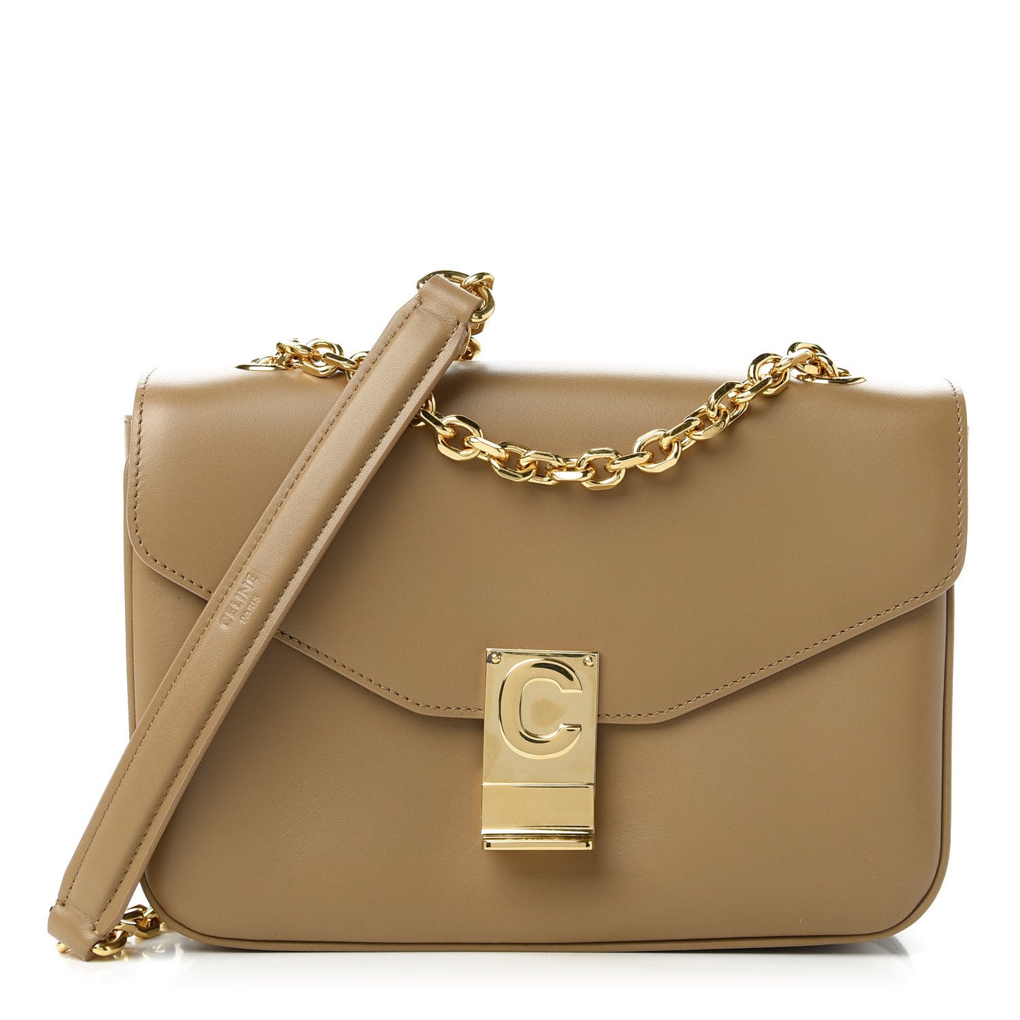 Shiny Calfskin Medium C Bag Light Camel