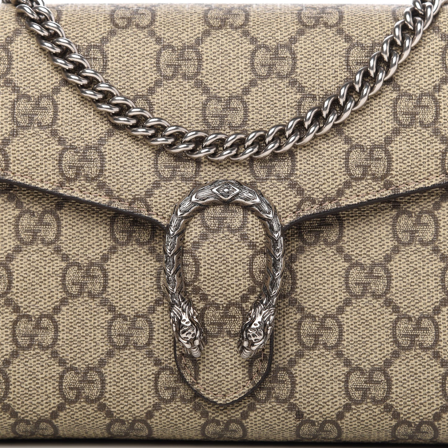 GG Supreme Monogram Mini Dionysus Chain Wallet Beige Taupe
