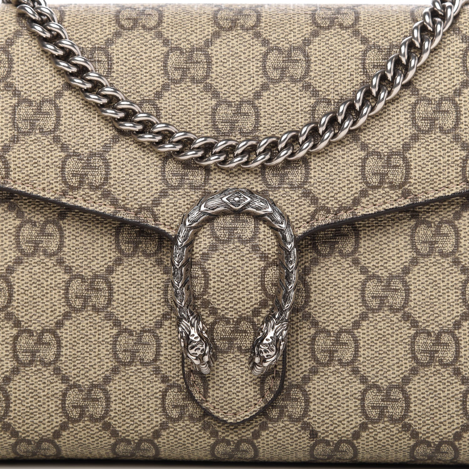 Gucci GG Supreme Monogram Mini Dionysus Chain Wallet Beige Taupe 10 of 11