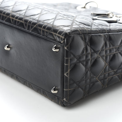 Christian Dior Lambskin Stitched Large Lady Dior Black 9 of 10
