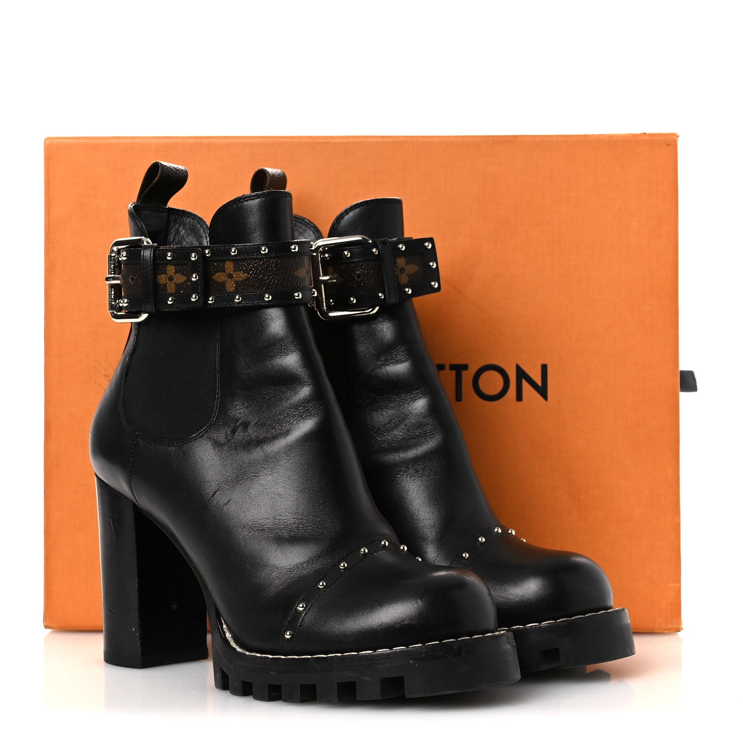 Calfskin Monogram Star Trail Chelsea Ankle Boots 39.5 Black