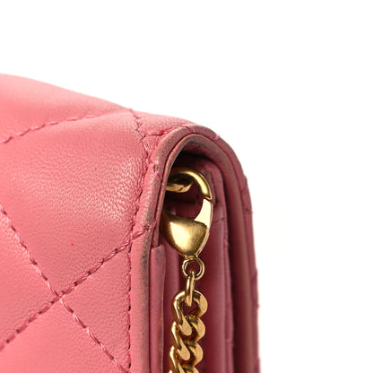 Versace Calfskin Icon Quilted Wallet On Chain Crossbody Pink 11 of 11