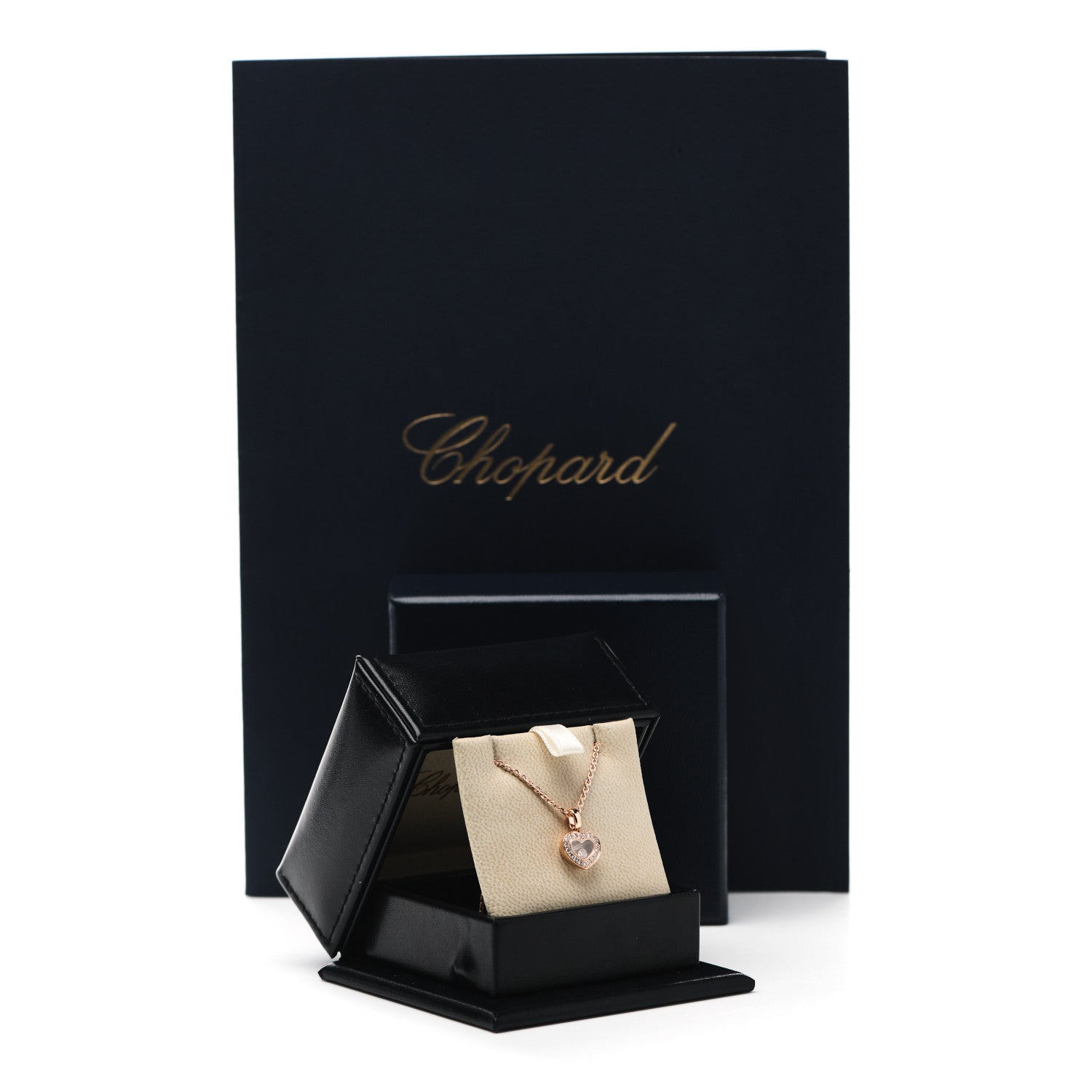 Chopard 18K Rose Gold Diamond Happy Diamonds Icon Heart Pendant Necklace 6 of 6