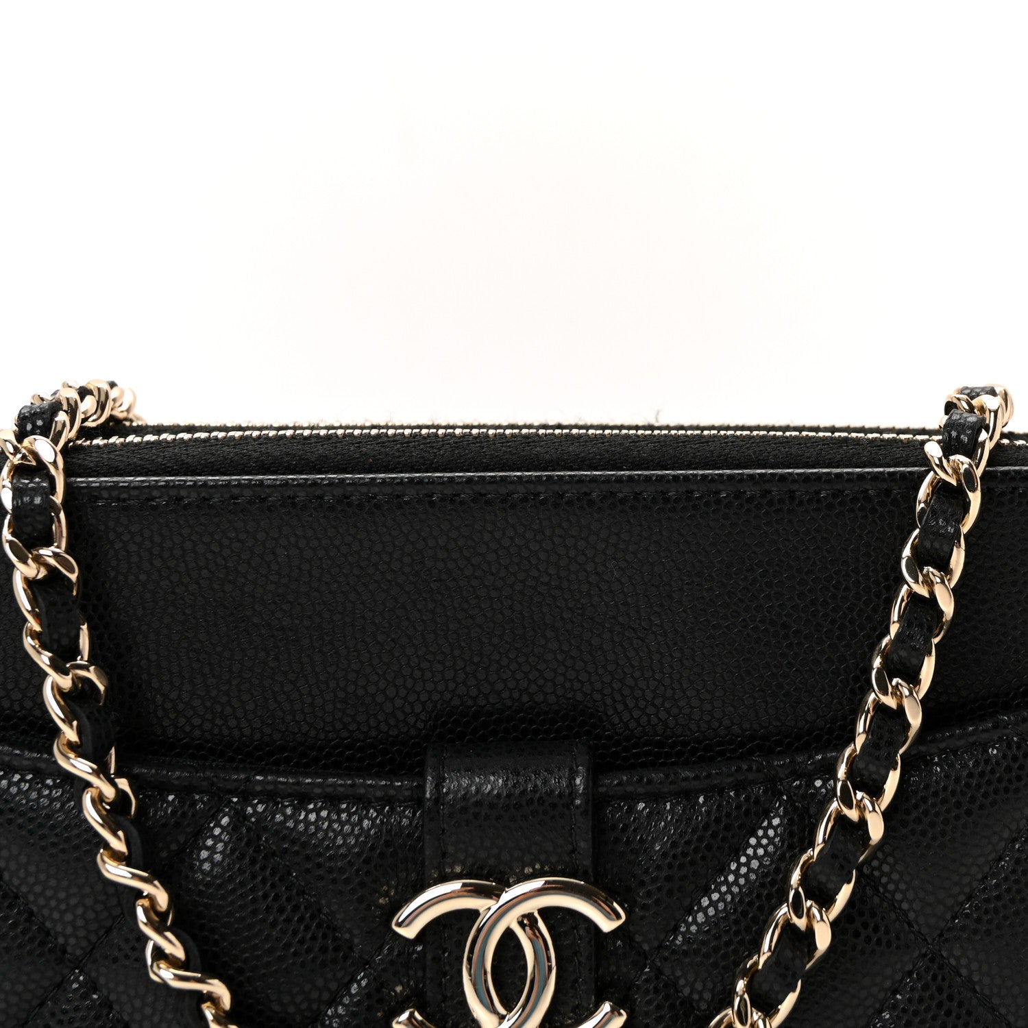 Chanel Caviar Quilted Zipped Phone Holder With Chain Black 9 of 11