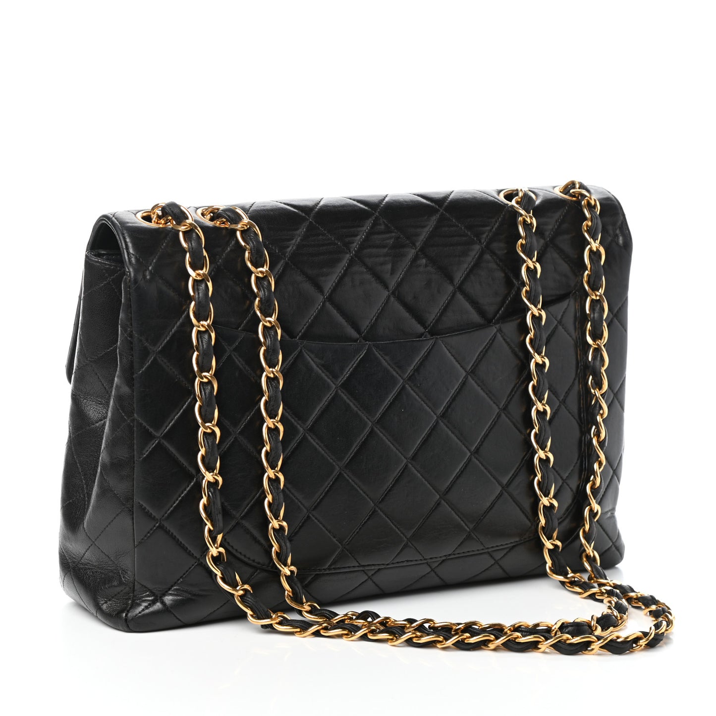 Lambskin Quilted XL Jumbo Single Flap Black