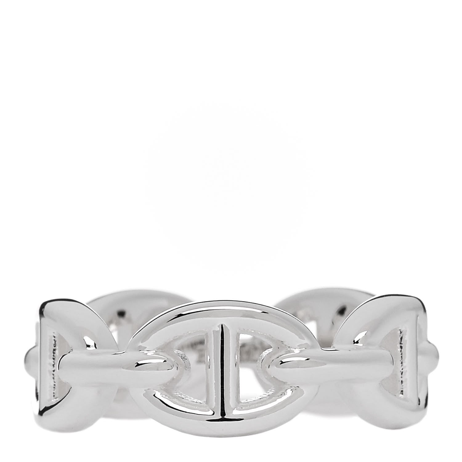 Hermes Sterling Silver PM Chaine d'Ancre Enchainee Band Ring 51 5.75 1 of 9
