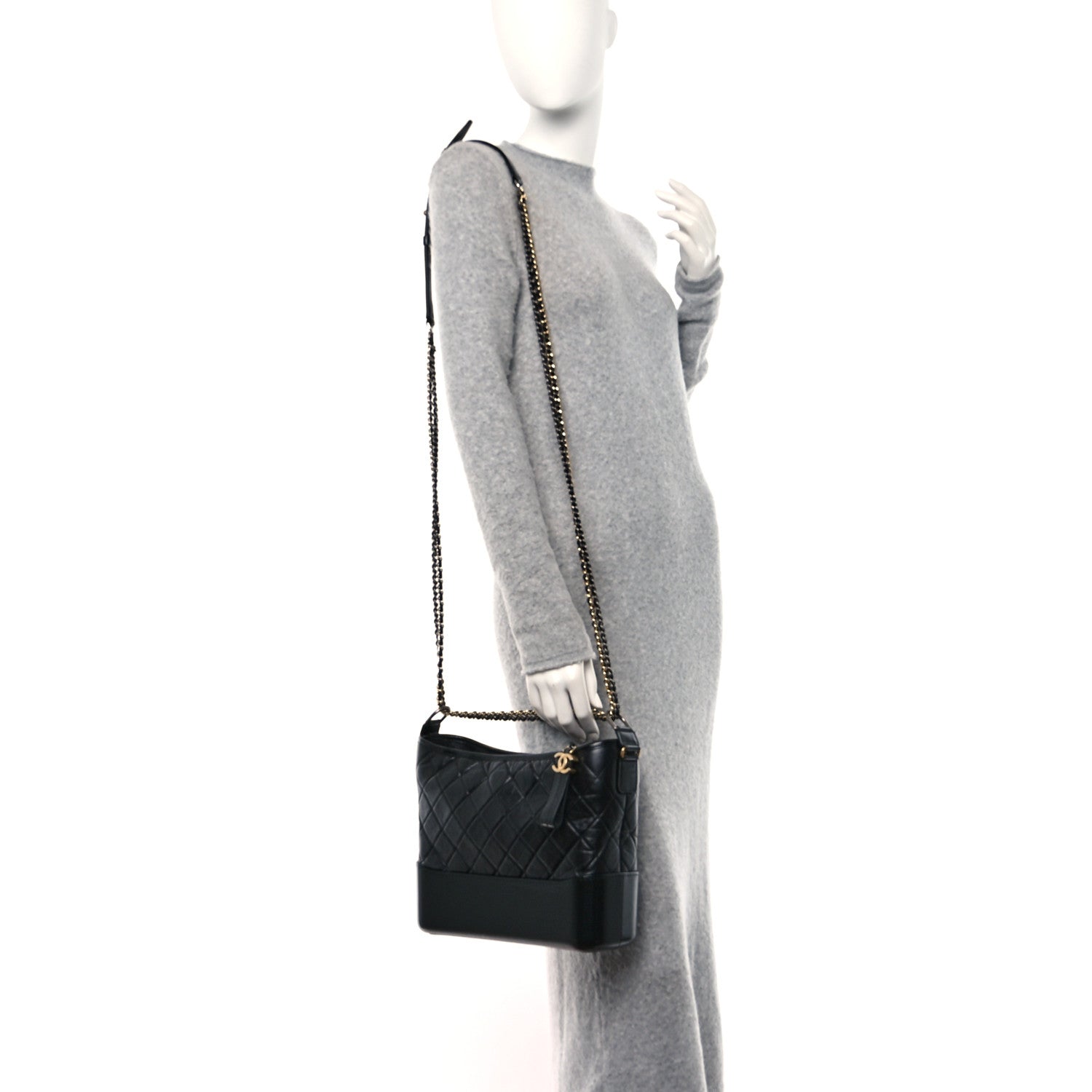 Chanel Aged Calfskin Quilted Medium Gabrielle Hobo Black 2 of 11