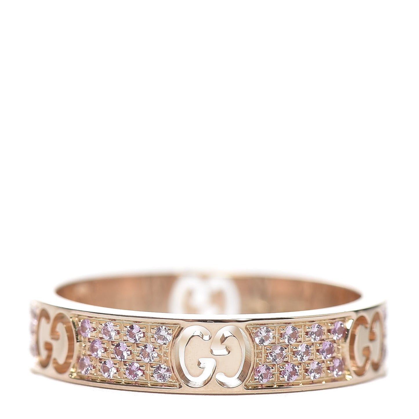 18K Rose Gold Pink Sapphire Icon Stardust Thin Band Ring 54 7