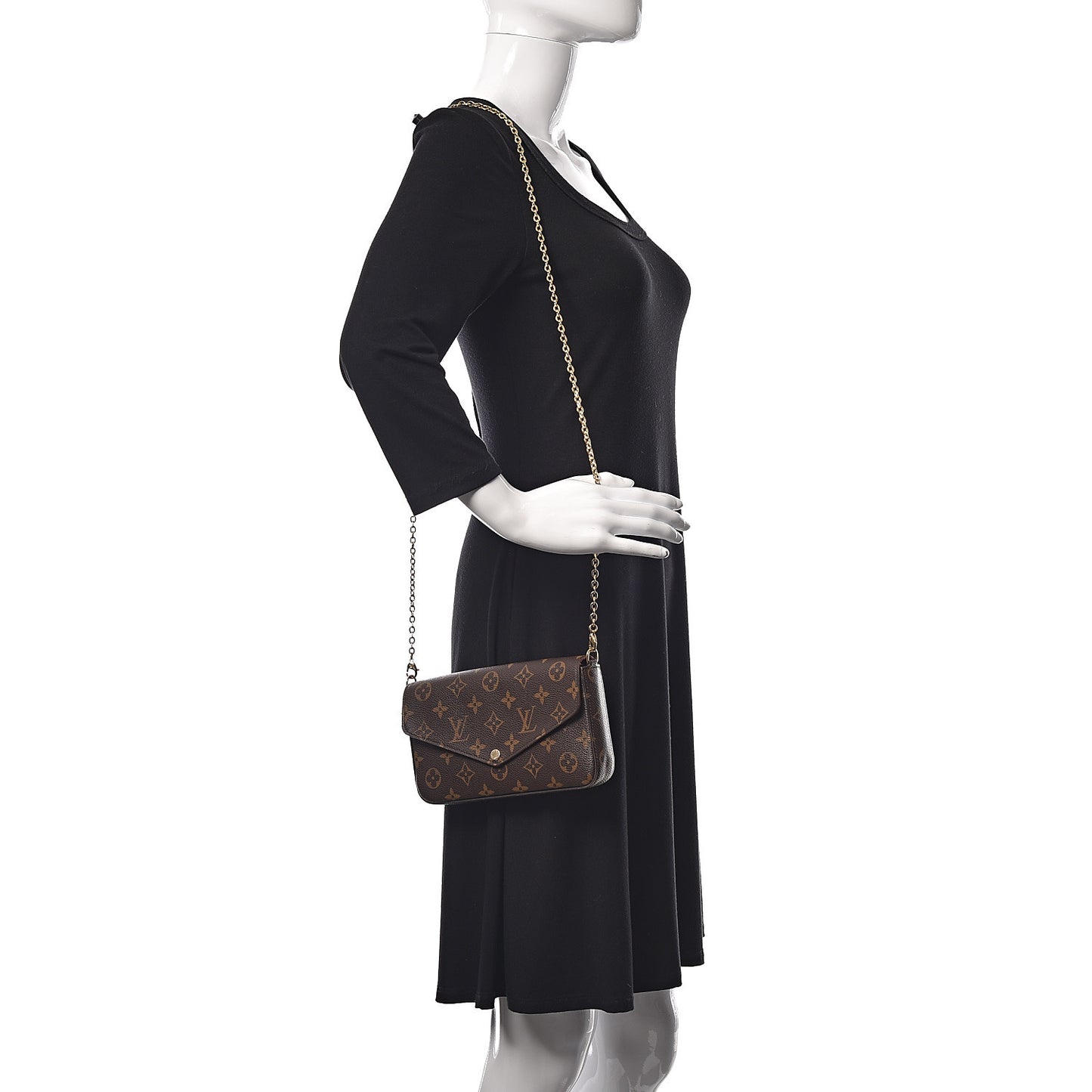 Monogram Pochette Felicie Chain Wallet Fuchsia