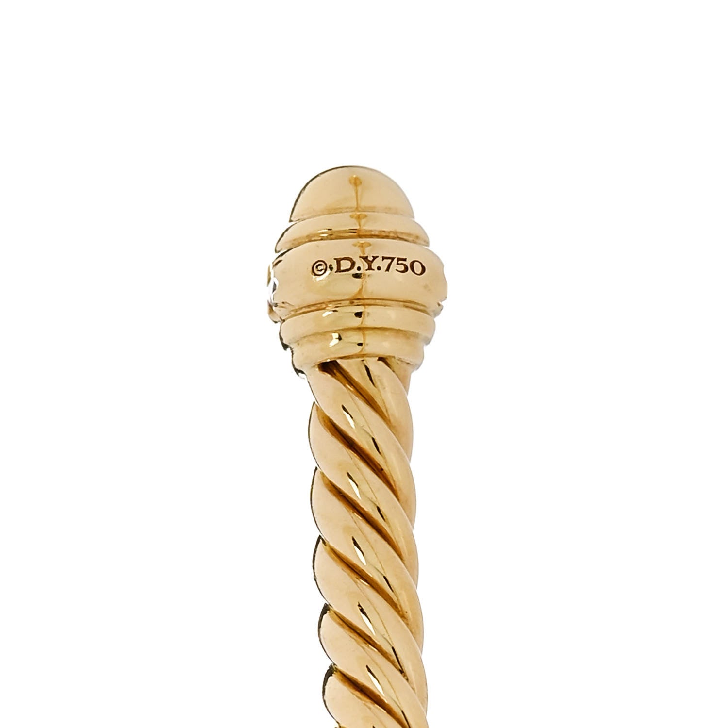 David Yurman 18K Yellow Gold Diamond 3mm Cablespira Bracelet 3 of 5