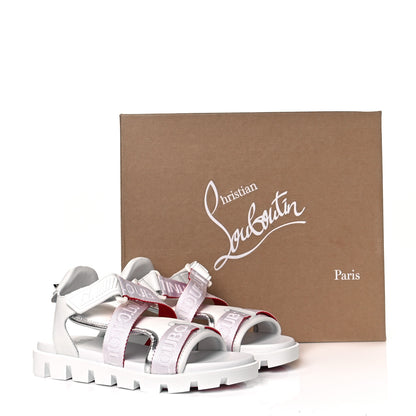 Christian Louboutin Calfskin Velcrissimo Flat Sandals 37 Blanco Silver 8 of 8