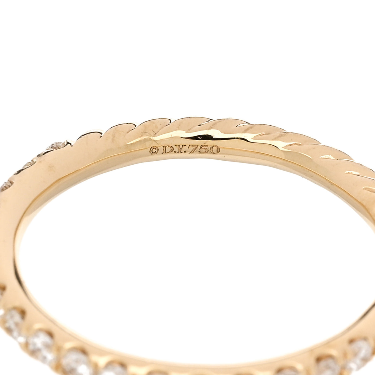 David Yurman 18K Yellow Gold Diamond 2mm Cable Collectibles Stack Ring 50 5.5 4 of 4