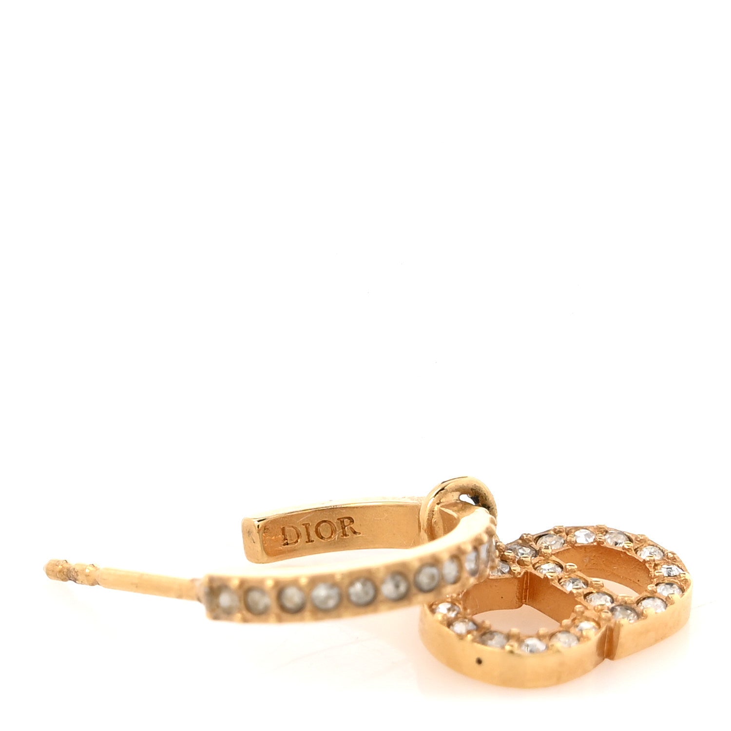 Christian Dior Crystal Clair D Lune Earrings Gold 4 of 4