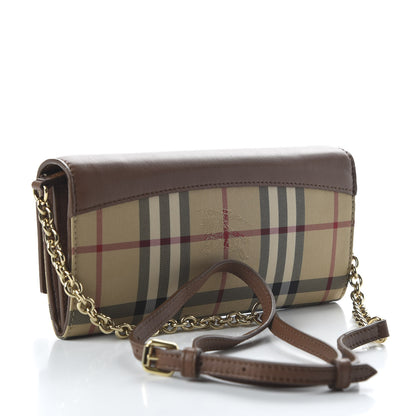 Burberry Calfskin Horseferry Check Henley Wallet On Chain Tan 3 of 9