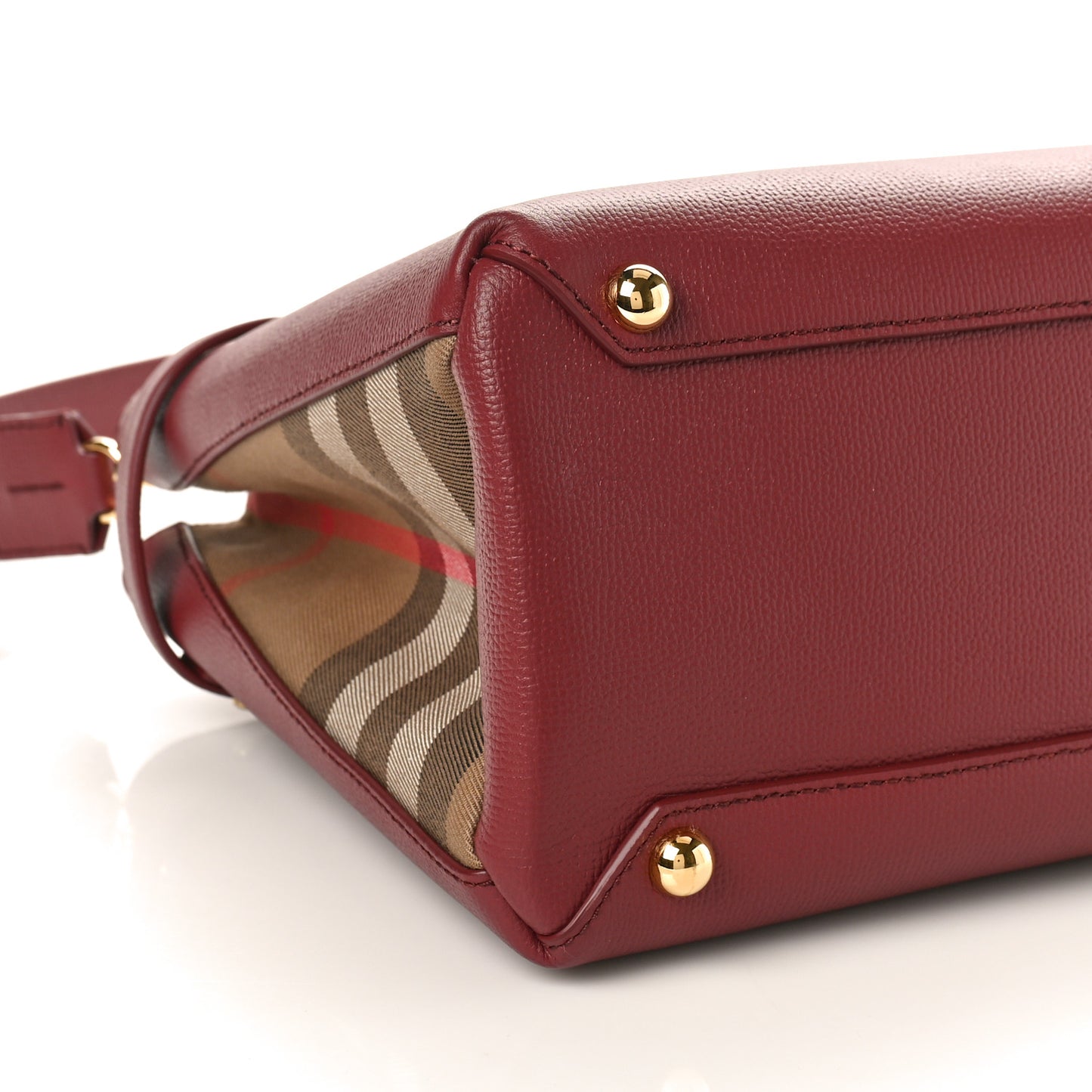Grainy Calfskin House Check Medium Banner Tote Mahogany Red