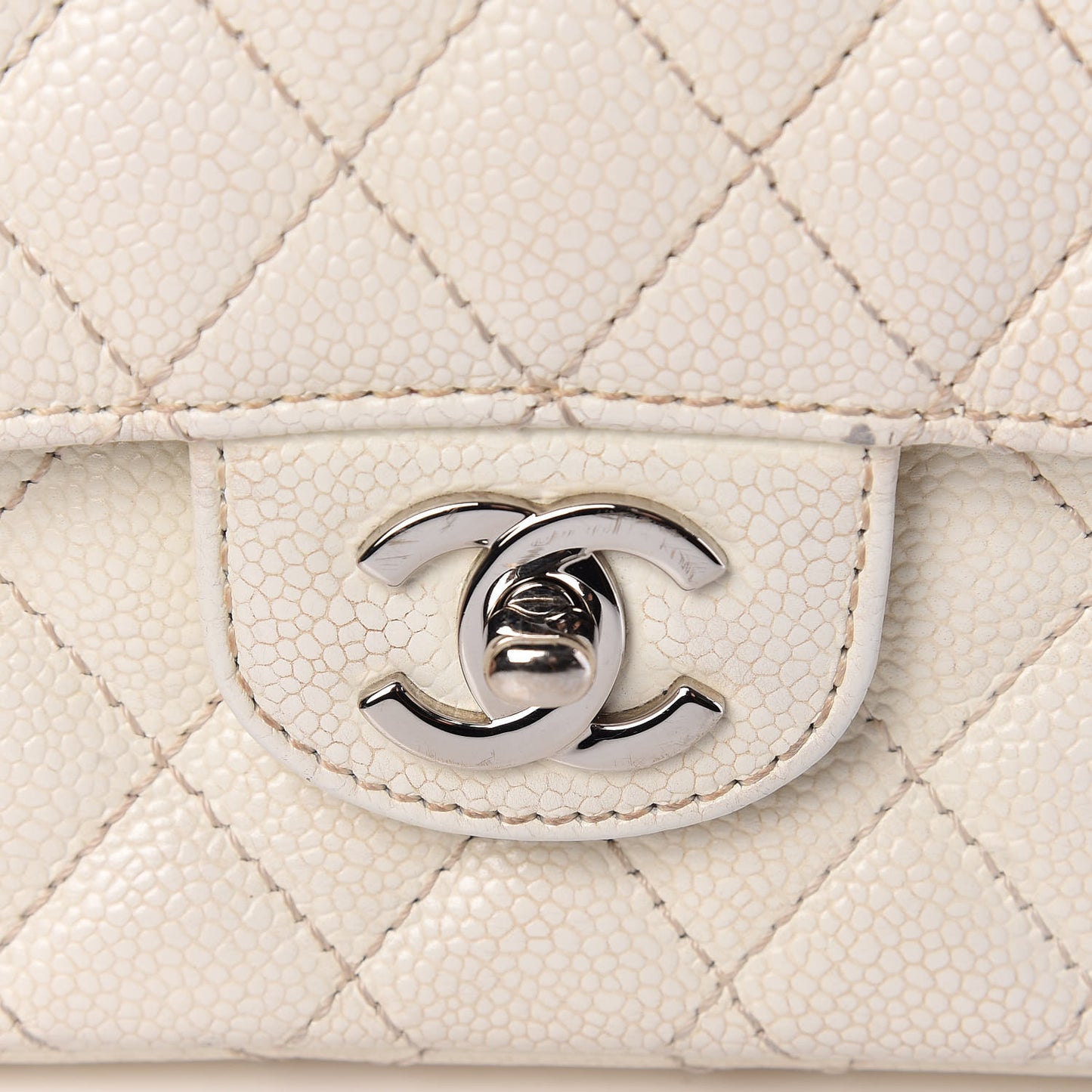 Caviar Quilted East West Flap White