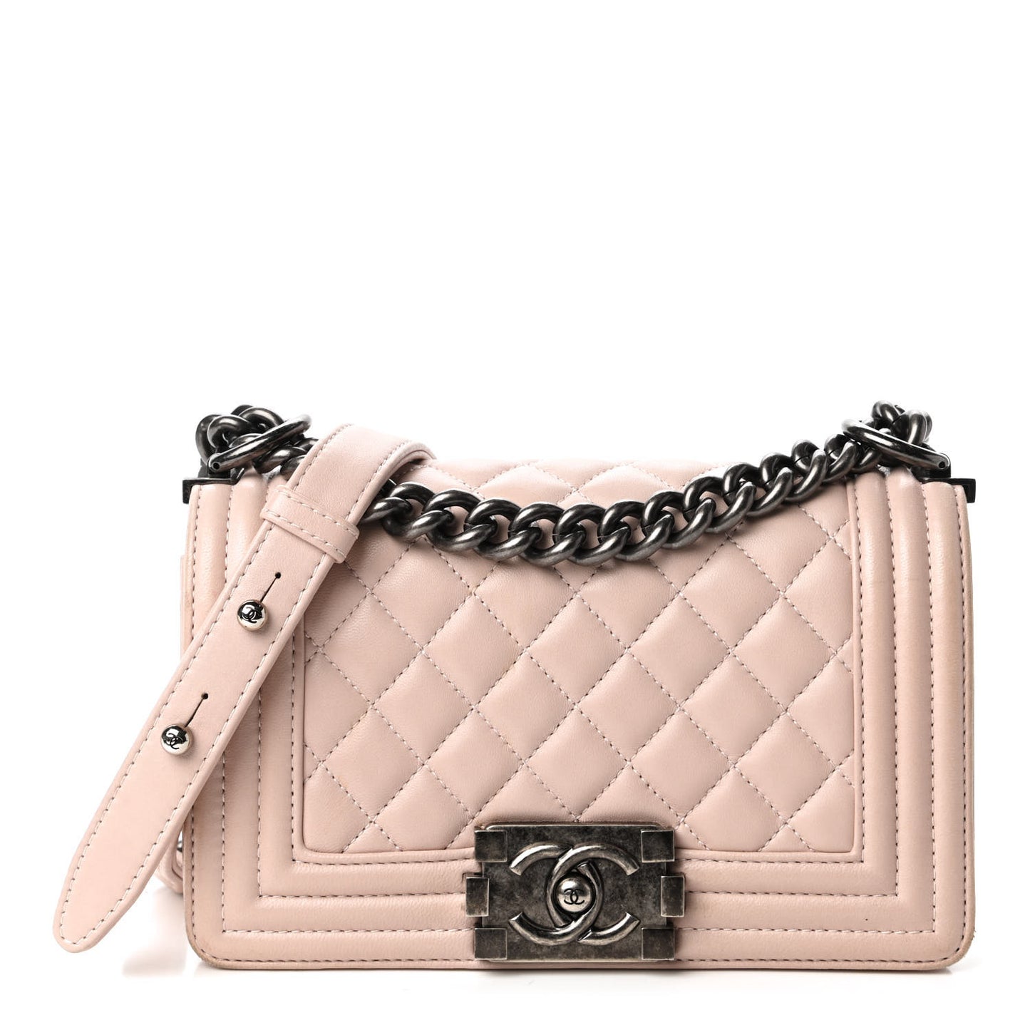 Calfskin Quilted Small Boy Flap Light Pink