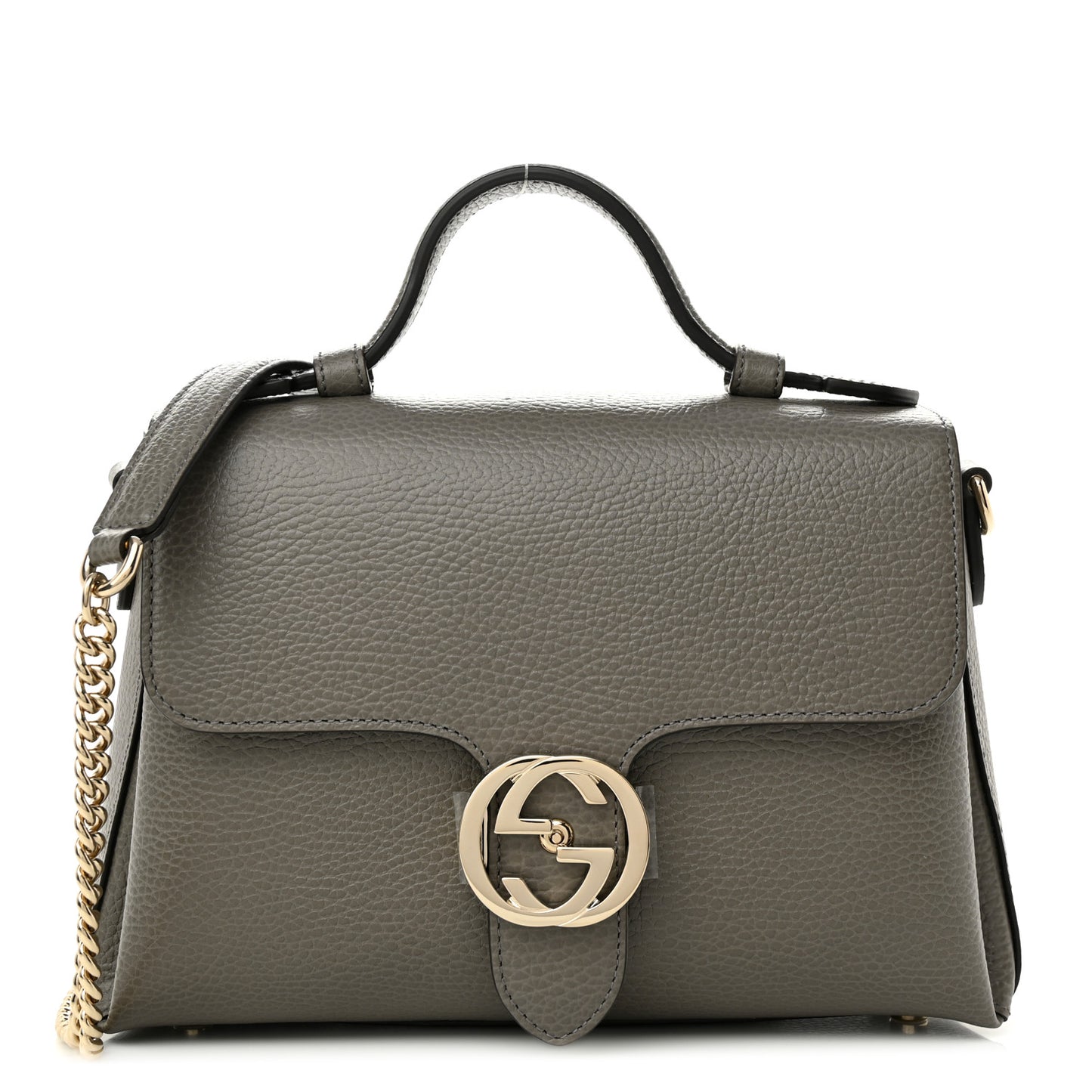 Dollar Calfskin Interlocking G Top Handle Shoulder Bag Loess