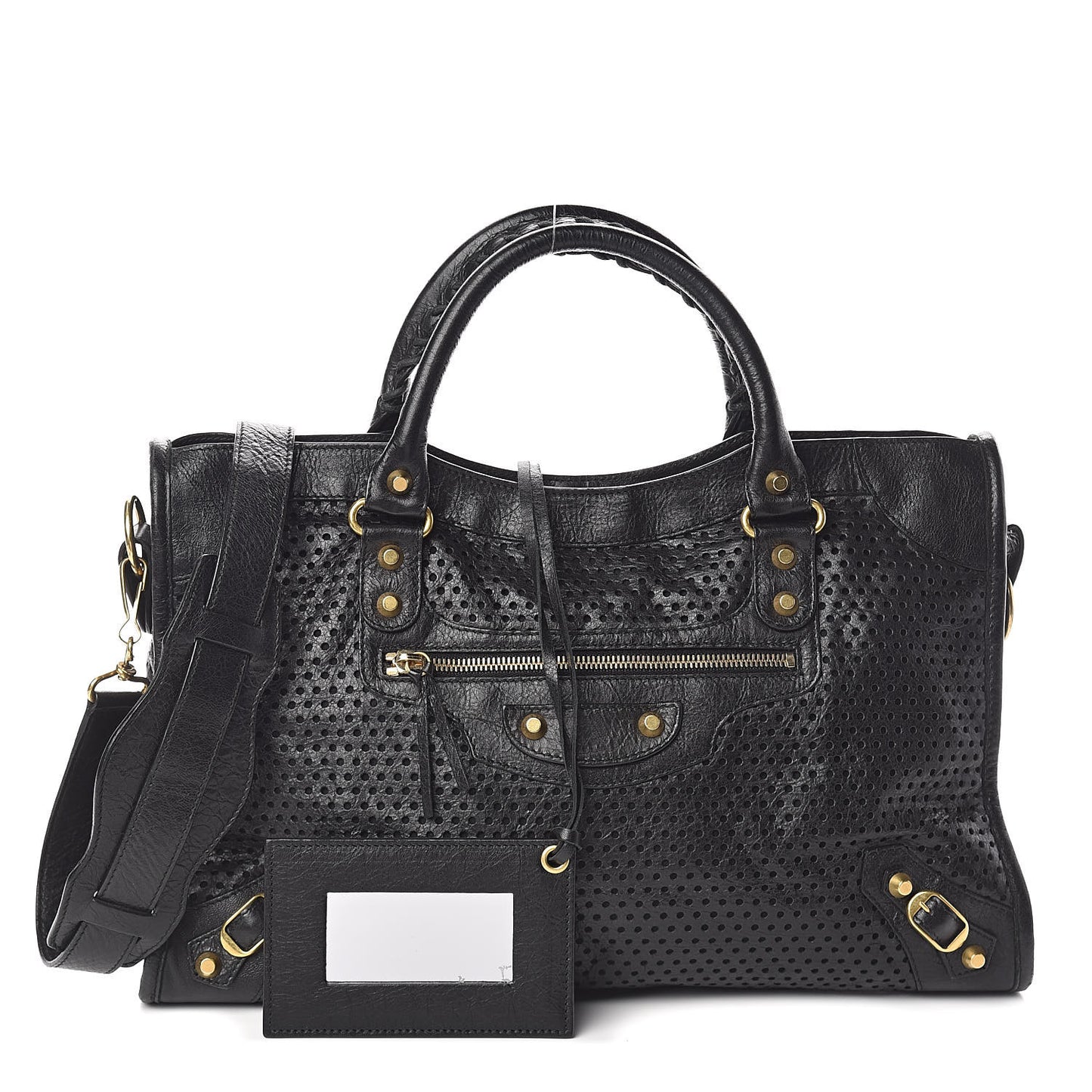 Agneau Laser Cut Cross Classic Gold Hardware City Black