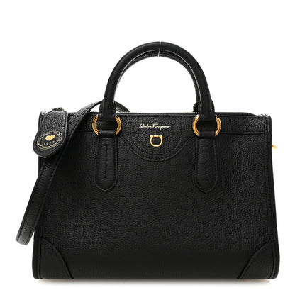 Salvatore Ferragamo Grained Calfskin 1927 Tote Black 1 of 9