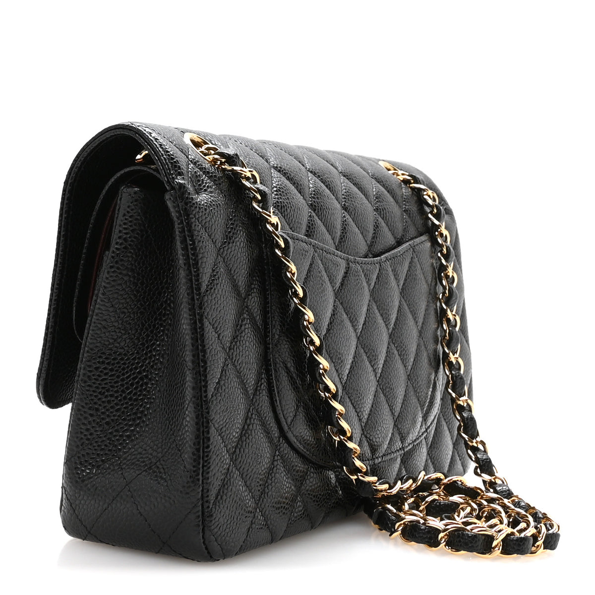 Caviar Quilted Medium Double Flap Black