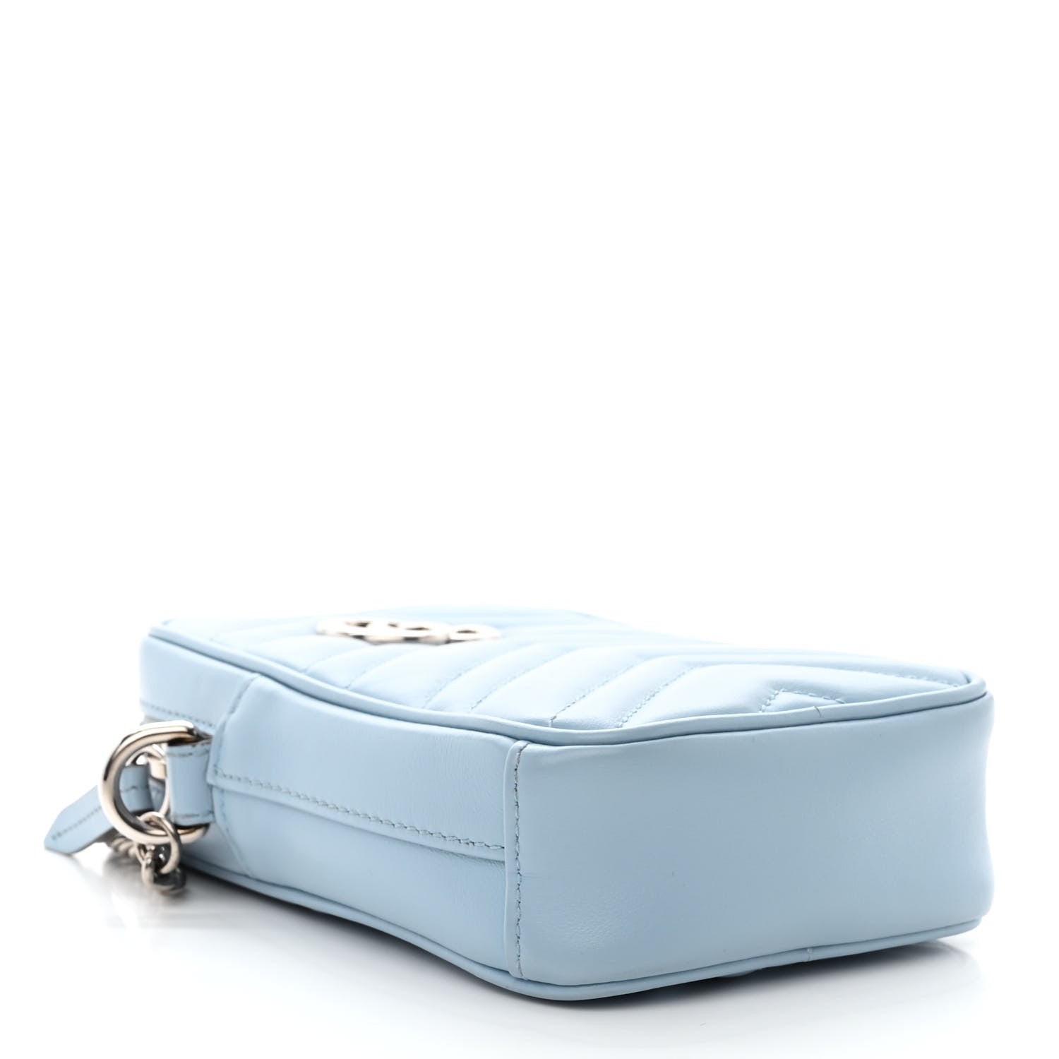 Gucci Calfskin Matelasse Mini GG Marmont Crossbody Bag Porcelain Light Blue 4 of 10