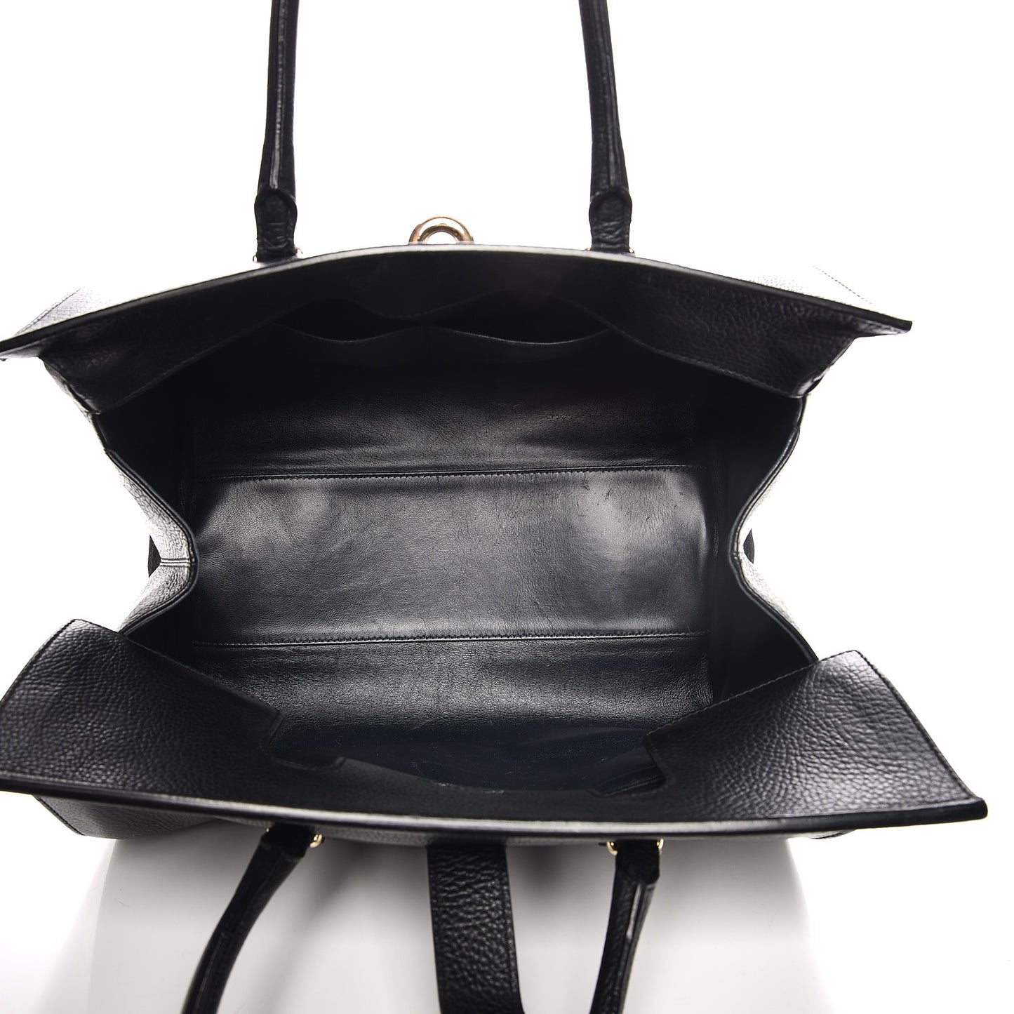 Grained Calfskin M Tube Round Tote Black