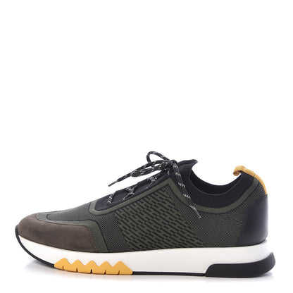 Hermes Knit Bicolor Mens Addict Sneakers 45 Black Kaki 1 of 8