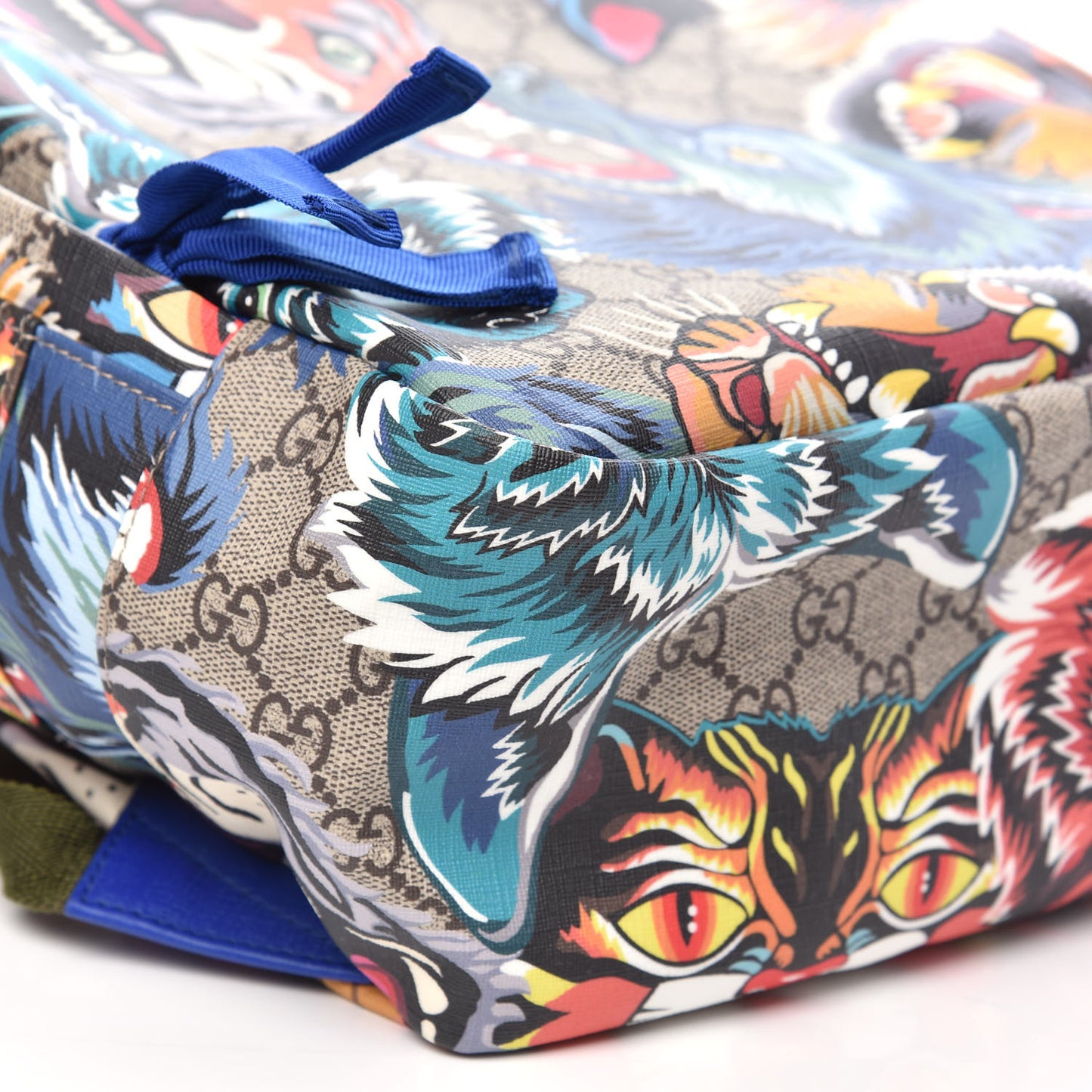 Soft GG Supreme Monogram Animal Faces Childrens Tote Backpack Beige Ebony Multicolor Electric Blue Military Fresia