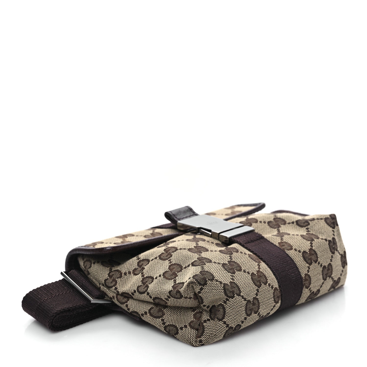 Gucci GG Monogram Buckle Belt Bag Dark Brown 4 of 9