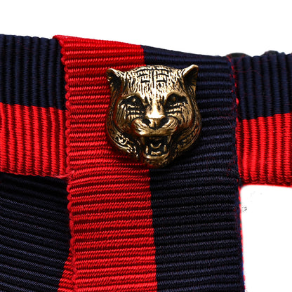 Gucci Grosgrain Web Feline Neck Bow Blue Red 4 of 6