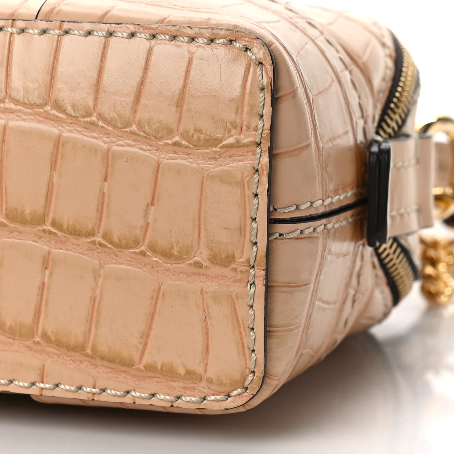 Calfskin Crocodile Embossed Mini Daria Sandy Beige