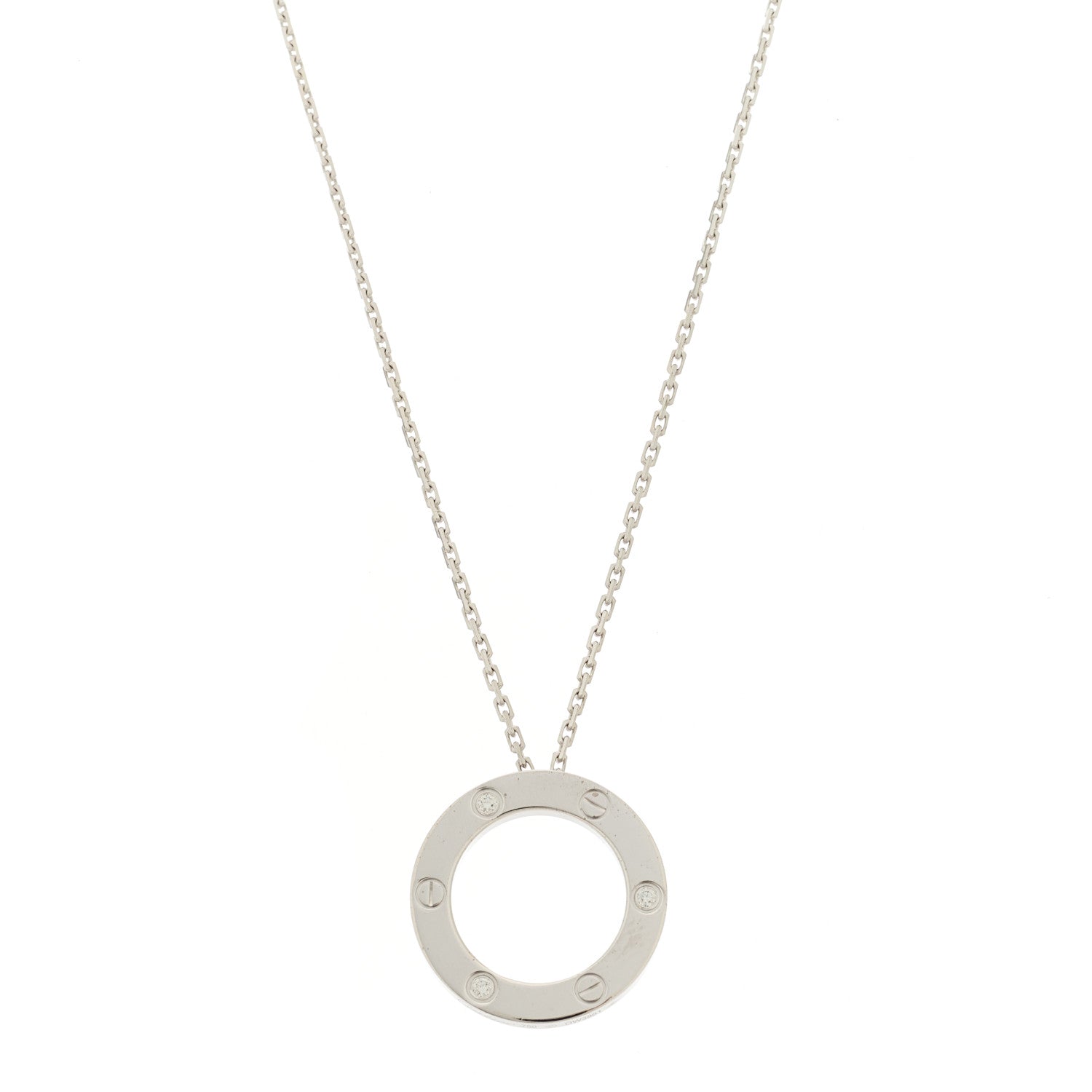 Cartier 18K White Gold 3 Diamonds LOVE Pendant Necklace 1 of 7