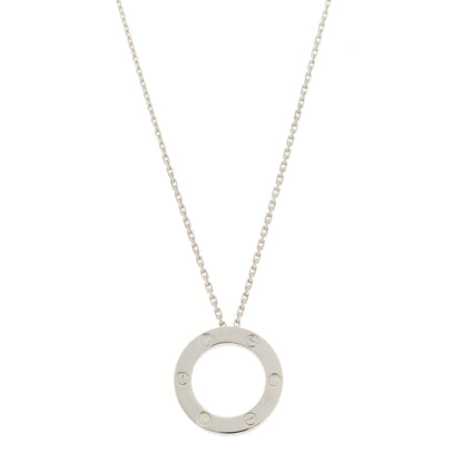 Cartier 18K White Gold 3 Diamonds LOVE Pendant Necklace 1 of 7