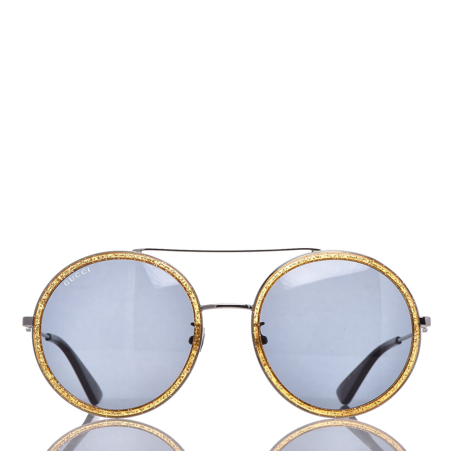 Gucci Round Frame Glitter Sunglasses GG0061S Yellow 3 of 9