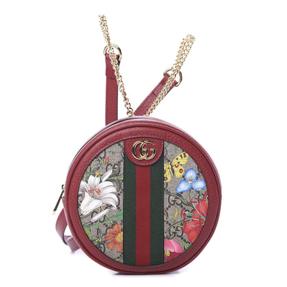 Gucci GG Supreme Monogram Web Flora Mini Ophidia Round Backpack Red 1 of 10