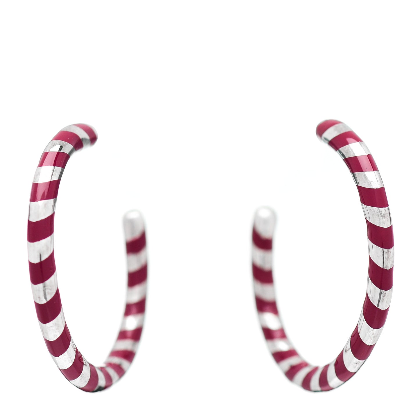 Sterling Silver Enamel Stripe Hoop Earrings Red