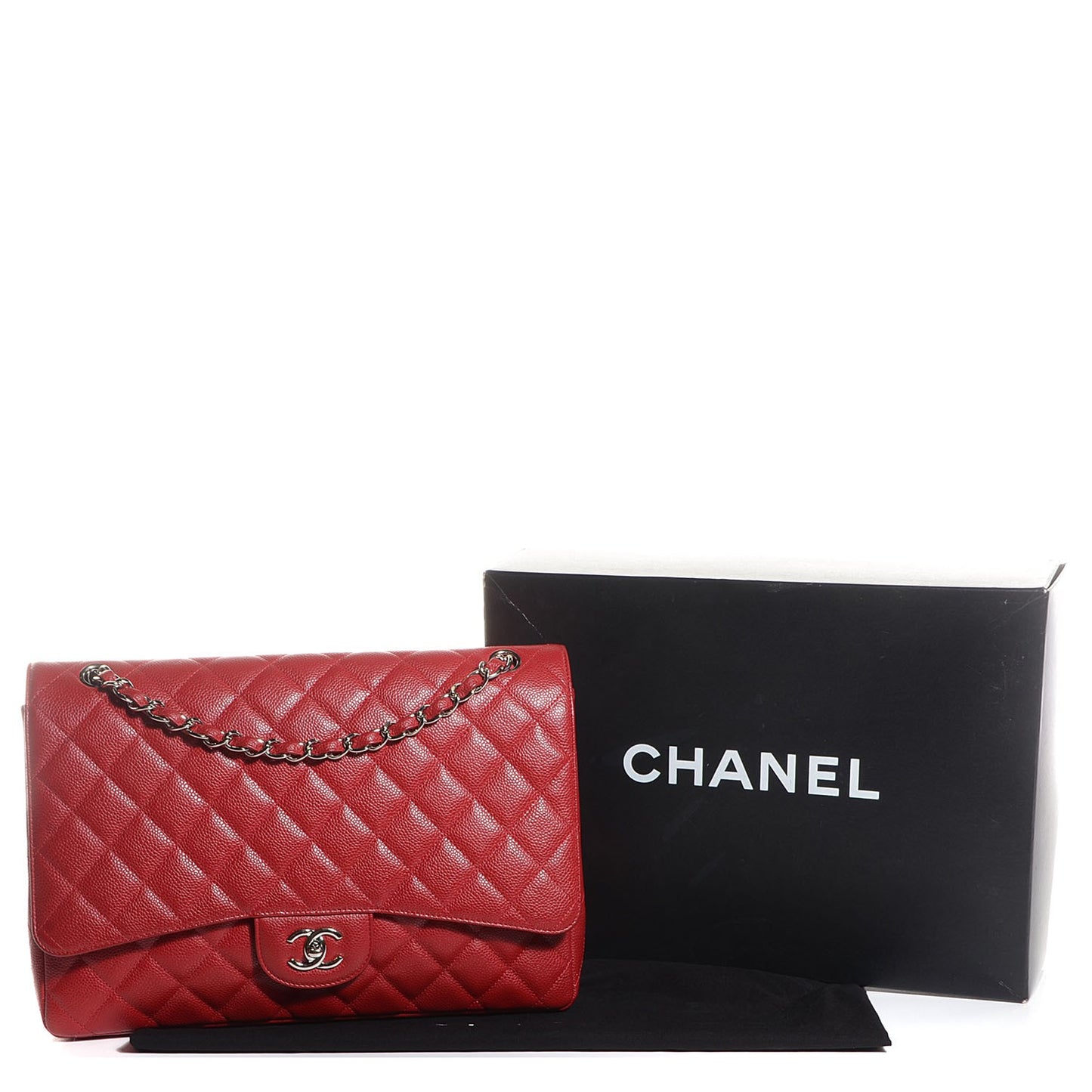 Caviar Quilted Maxi Single Flap Red