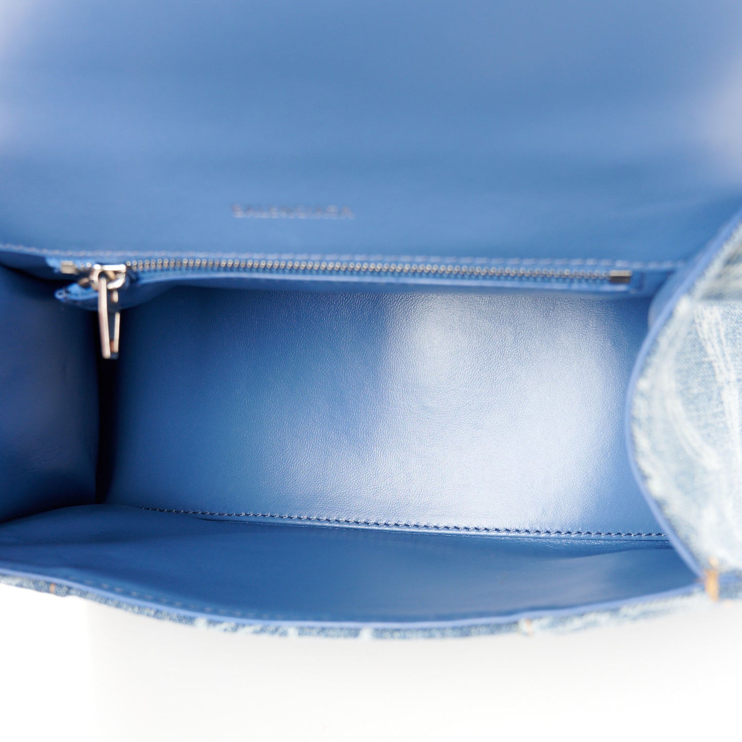 Denim BB Monogram Small Hourglass Top Handle Bag Blue