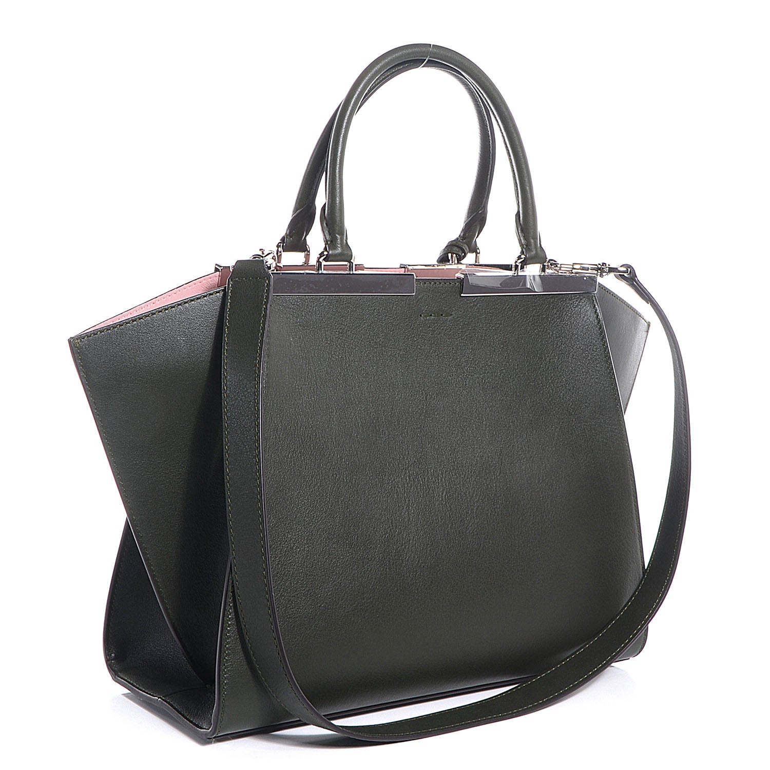 Fendi Vitello Dolce Marmol Shiny Nappa Petite 3Jours Tote Verde Prato 3 of 9