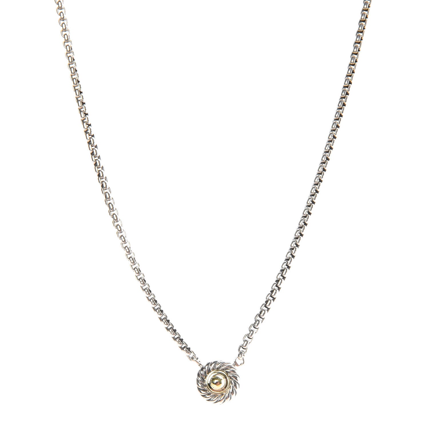 David Yurman Sterling Silver 14K Yellow Gold Cookie Pendant Necklace 1 of 5