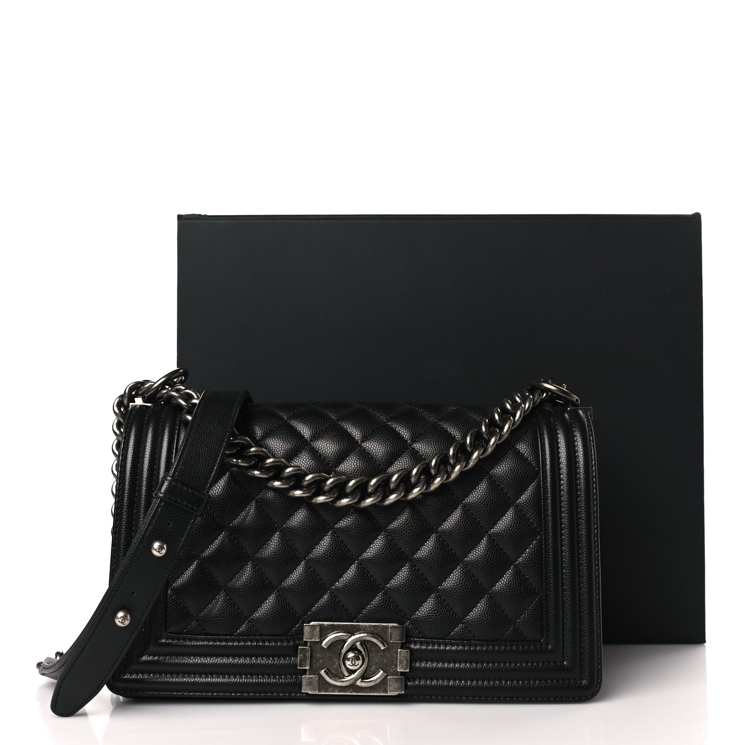 Chanel Caviar Quilted Medium Boy Flap Black 11 of 11