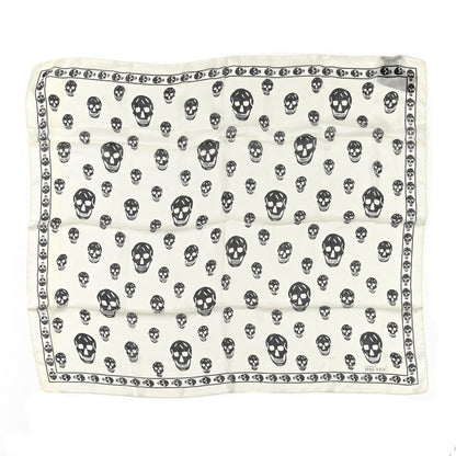 Alexander McQueen Silk Chiffon Skull Scarf Ivory Black 1 of 3
