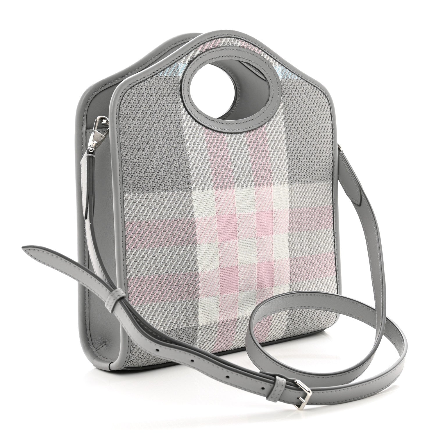 Burberry Calfskin Check Mini Pocket Bag Grey 3 of 9