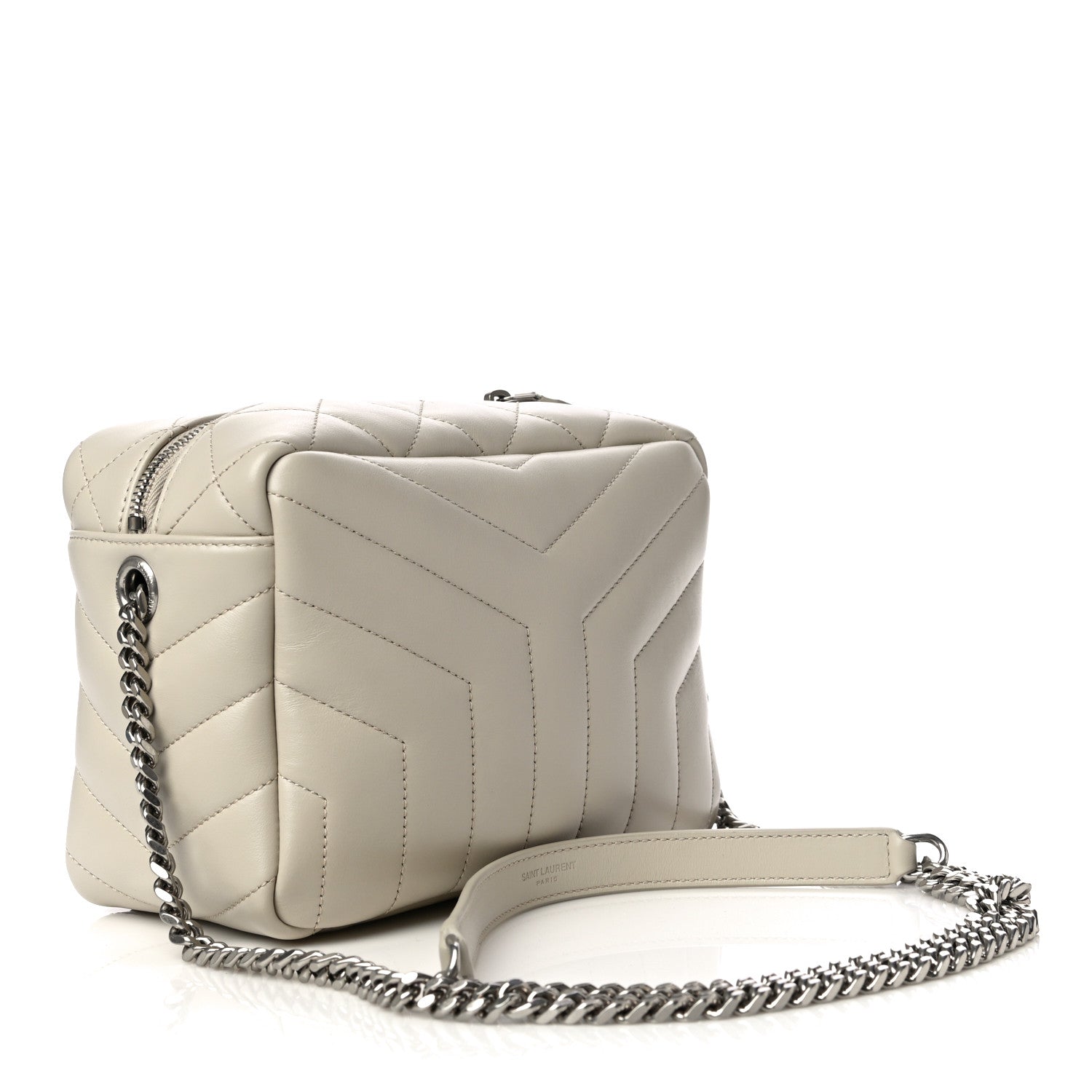 Saint Laurent Calfskin Y Quilted Monogram Small Loulou Bowling Bag Ivory 3 of 9