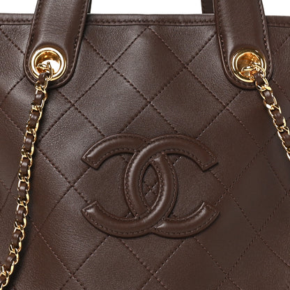 Chanel Calfskin Stitched Mini Shopping Tote  Dark Brown 7 of 9