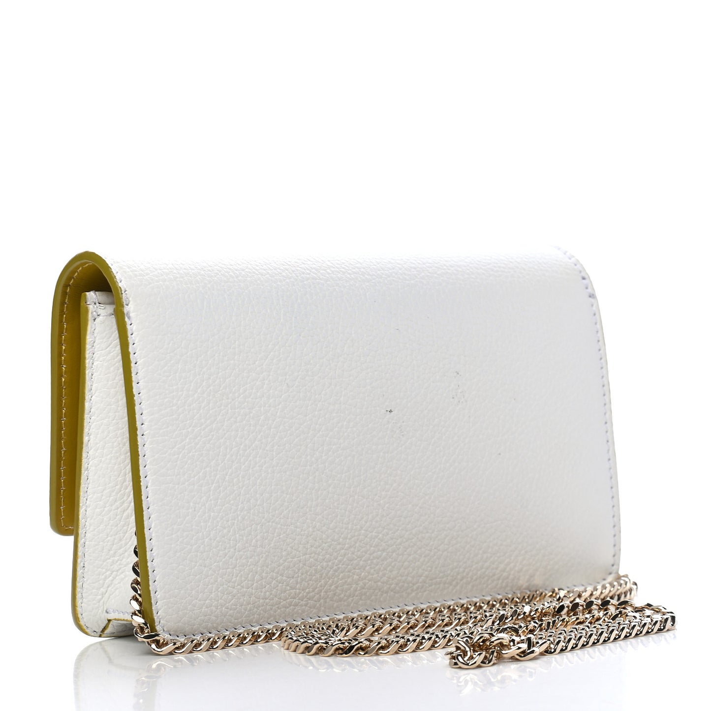 Grained Calfskin Medusa Wallet On Chain Clutch White Yellow